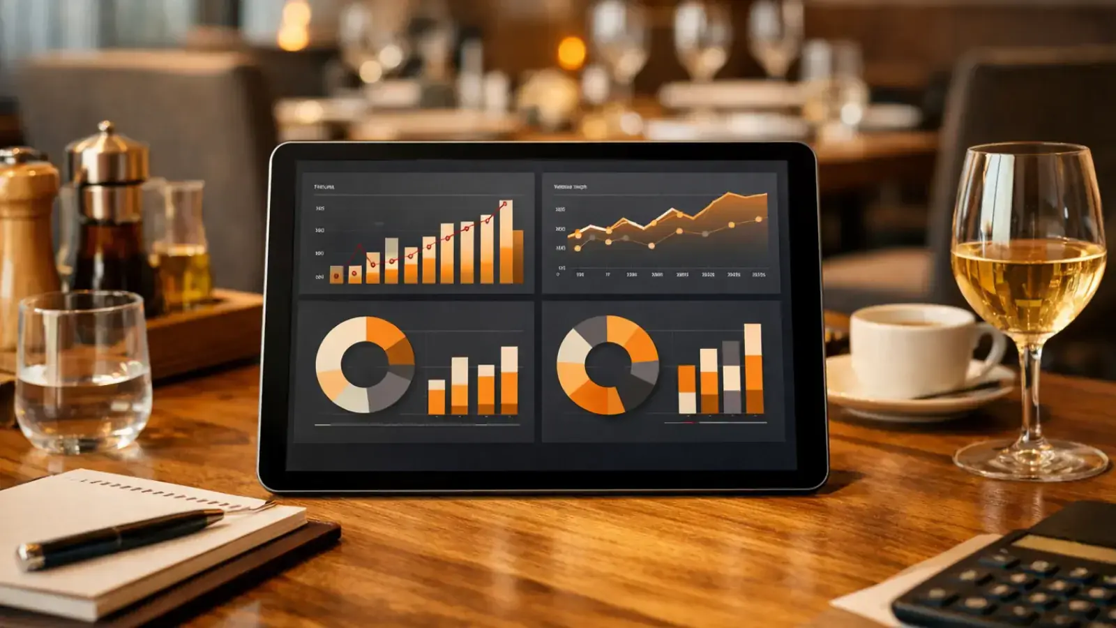 Panel de métricas de crecimiento para restaurantes con análisis semanal de cobertura, ticket, recurrencia y canal